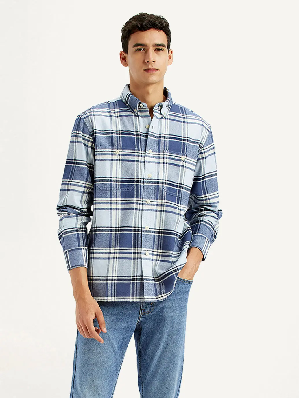 Men's Checkered Blue Flannel Shirt 1
