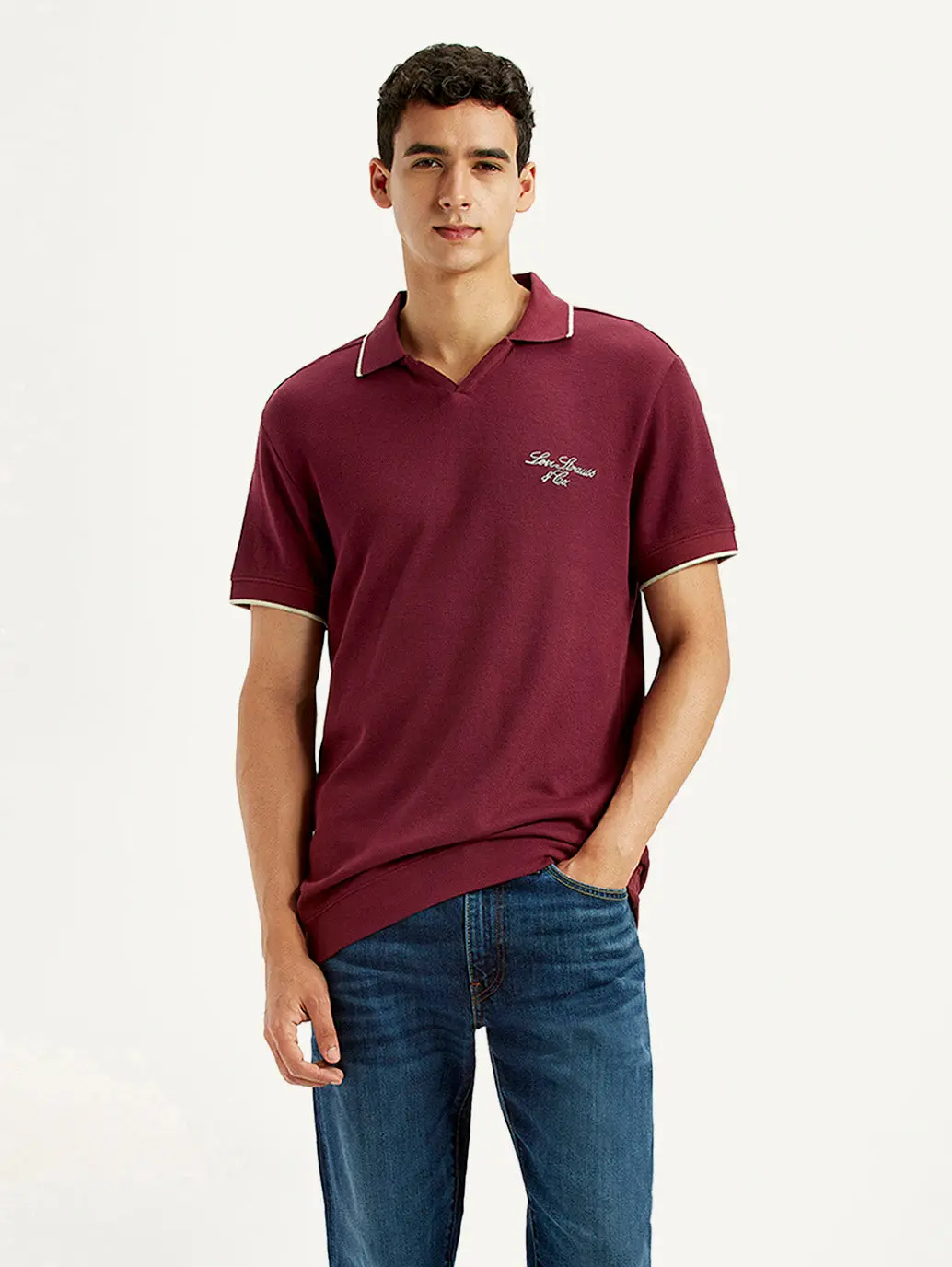 Men's Solid Maroon Slim Fit Polo T-Shirt 1