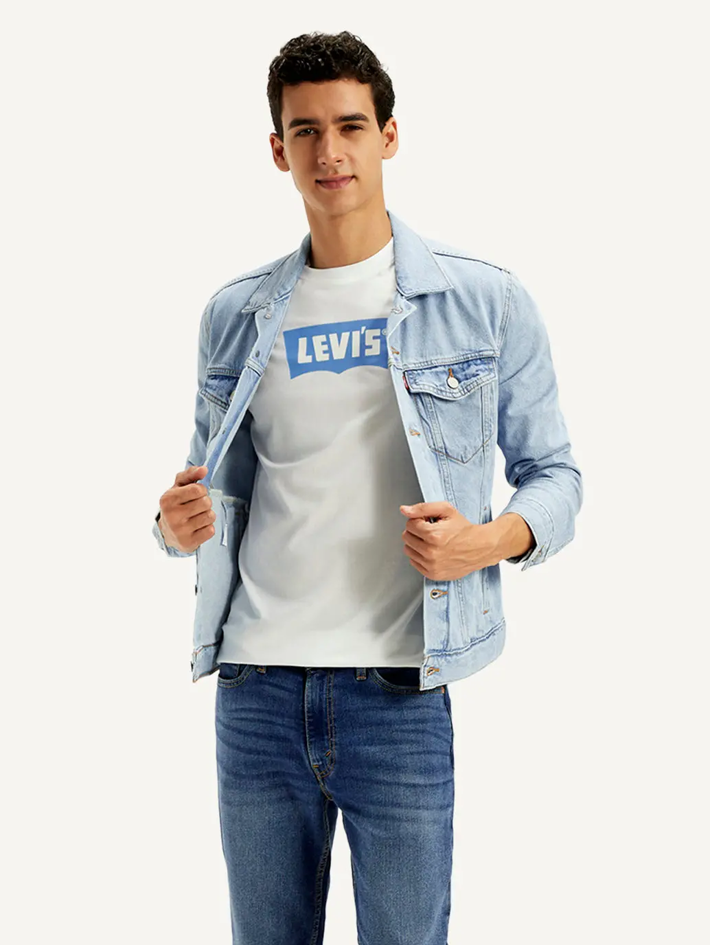 Men's Solid Blue Spread Collar Denim Jacket 5