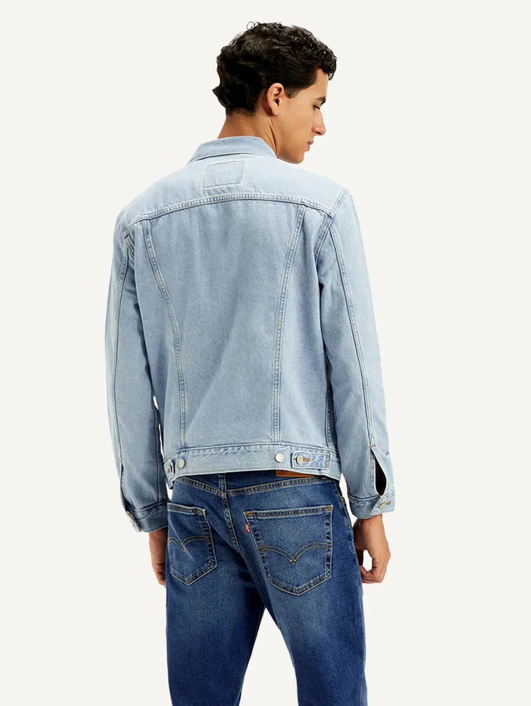 Men's Solid Blue Spread Collar Denim Jacket 2