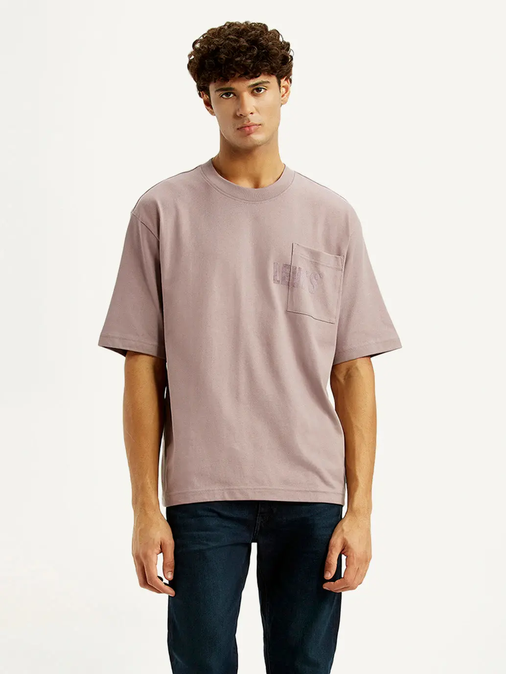 Men's Brand Logo Mauve Loose Fit T-Shirt 1