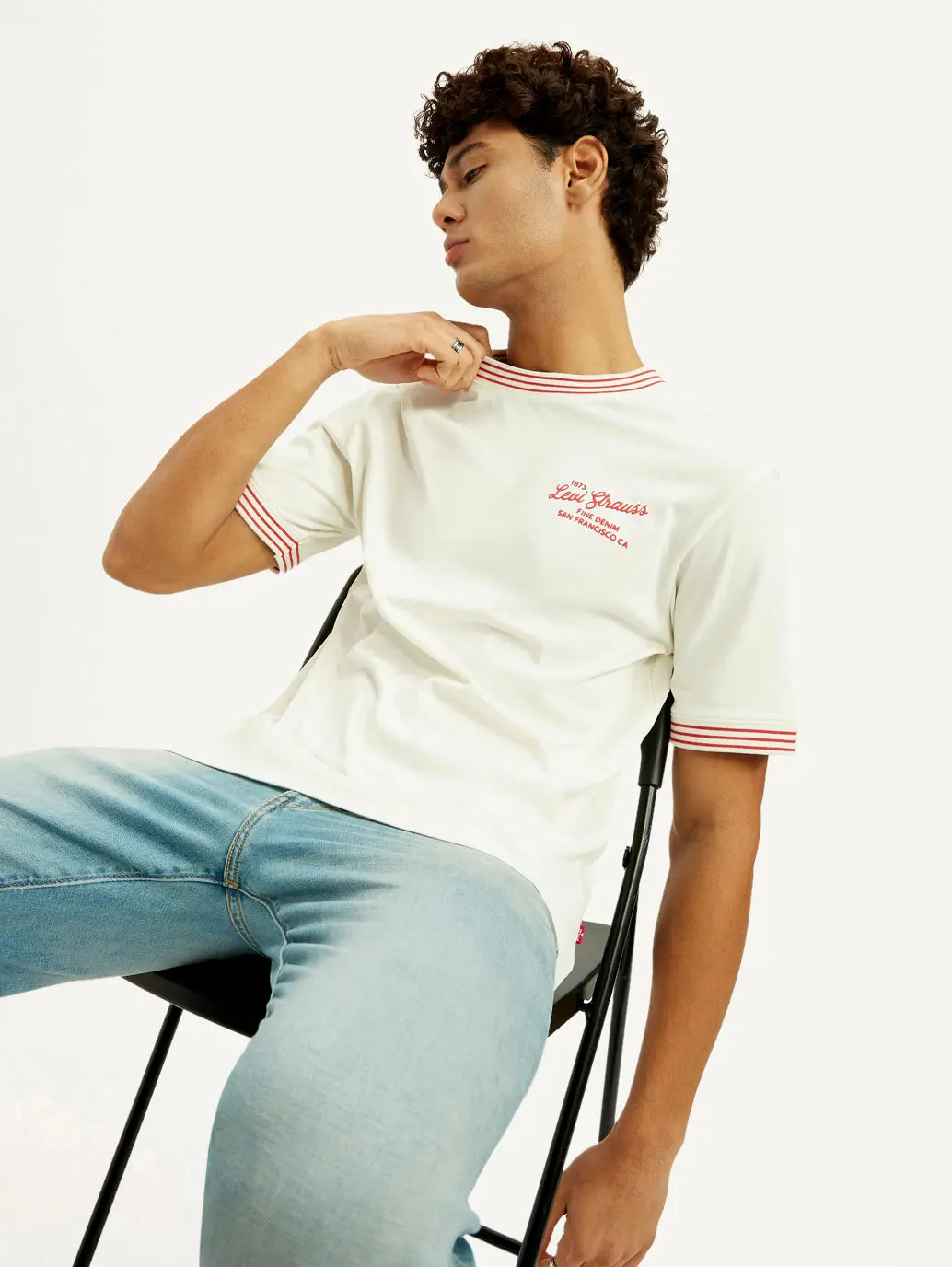 Men's Typography Off White Crew Neck T-Shirt 1