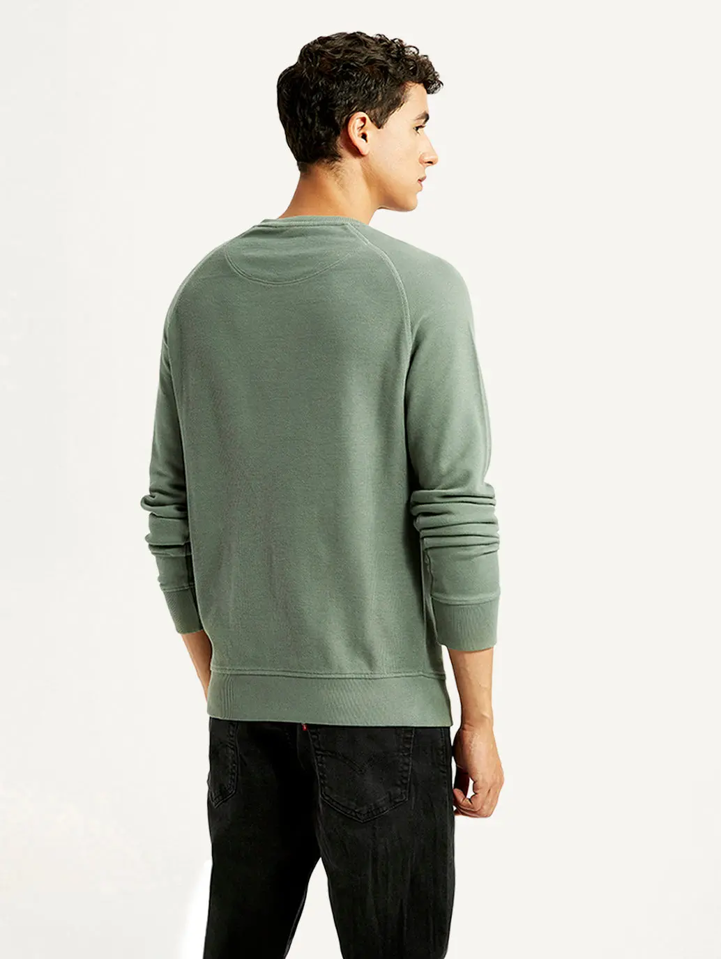 Men's Solid Green Crew Neck Sweatshirt 3