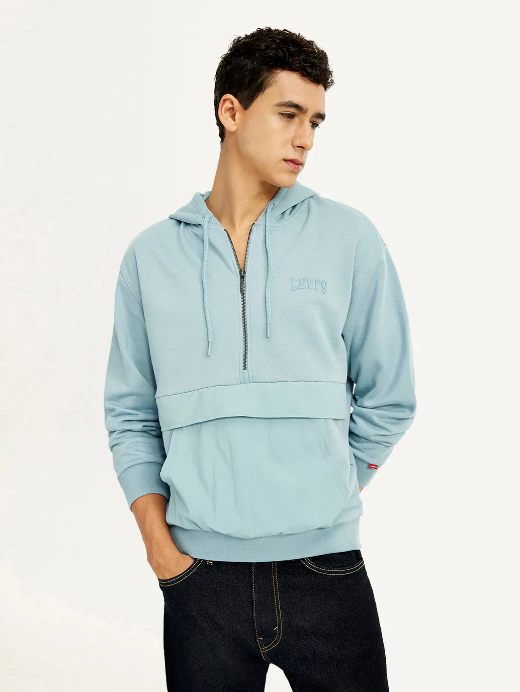 Men's Solid Blue Hooded Sweatshirt 1
