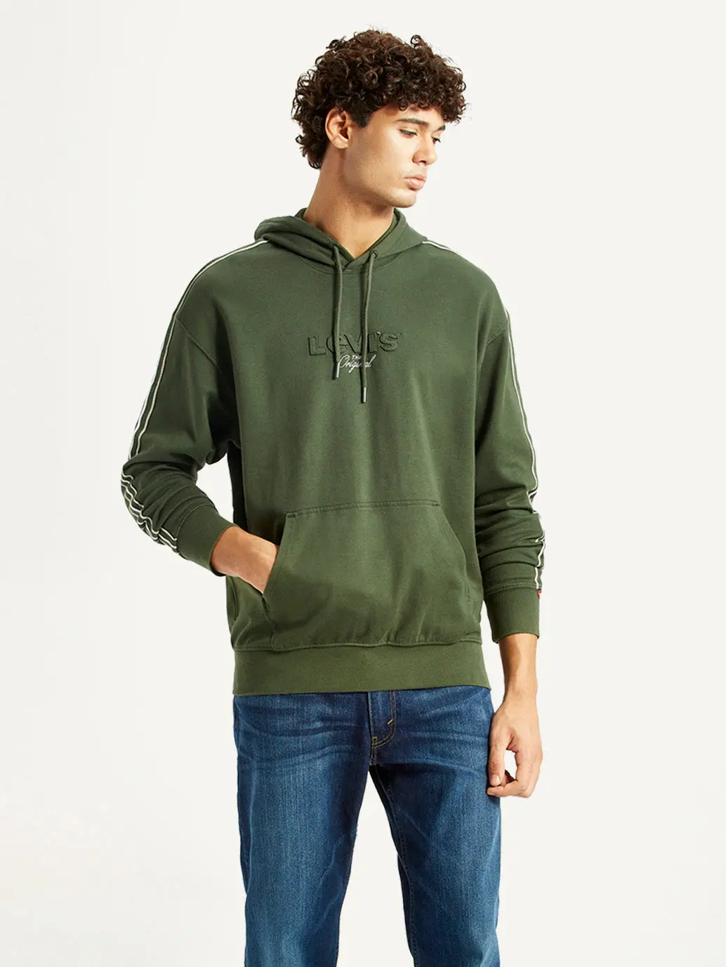 Men's Brand Logo Dark Green Hooded Sweatshirt 1