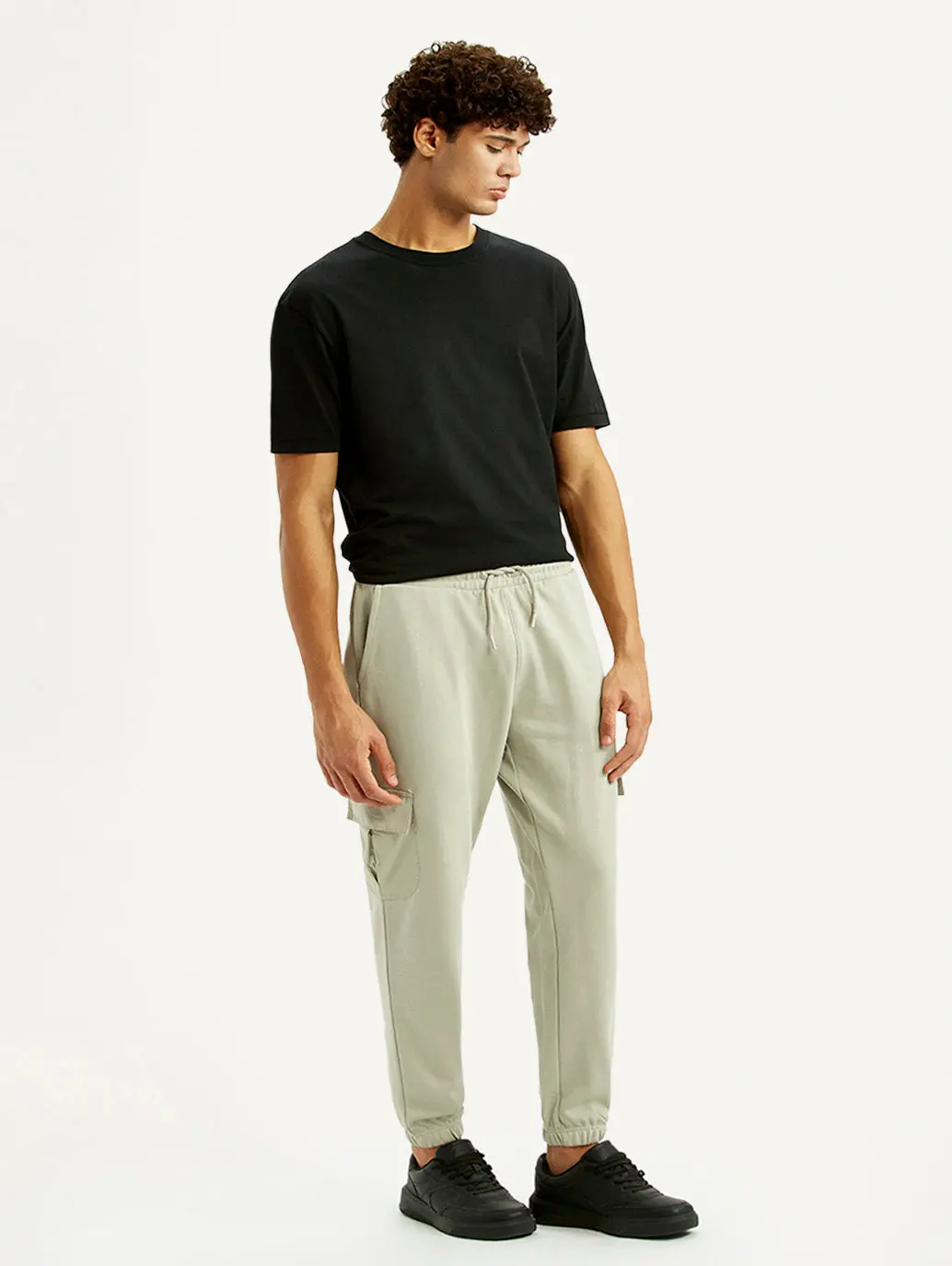Men's Beige Solid Joggers 1