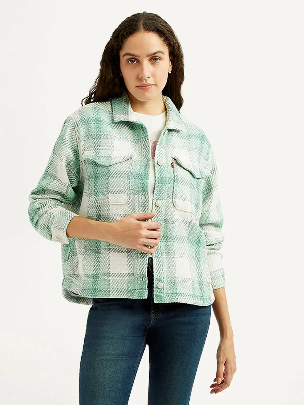 Women's Plaid Green Slim Fit Shirt 1