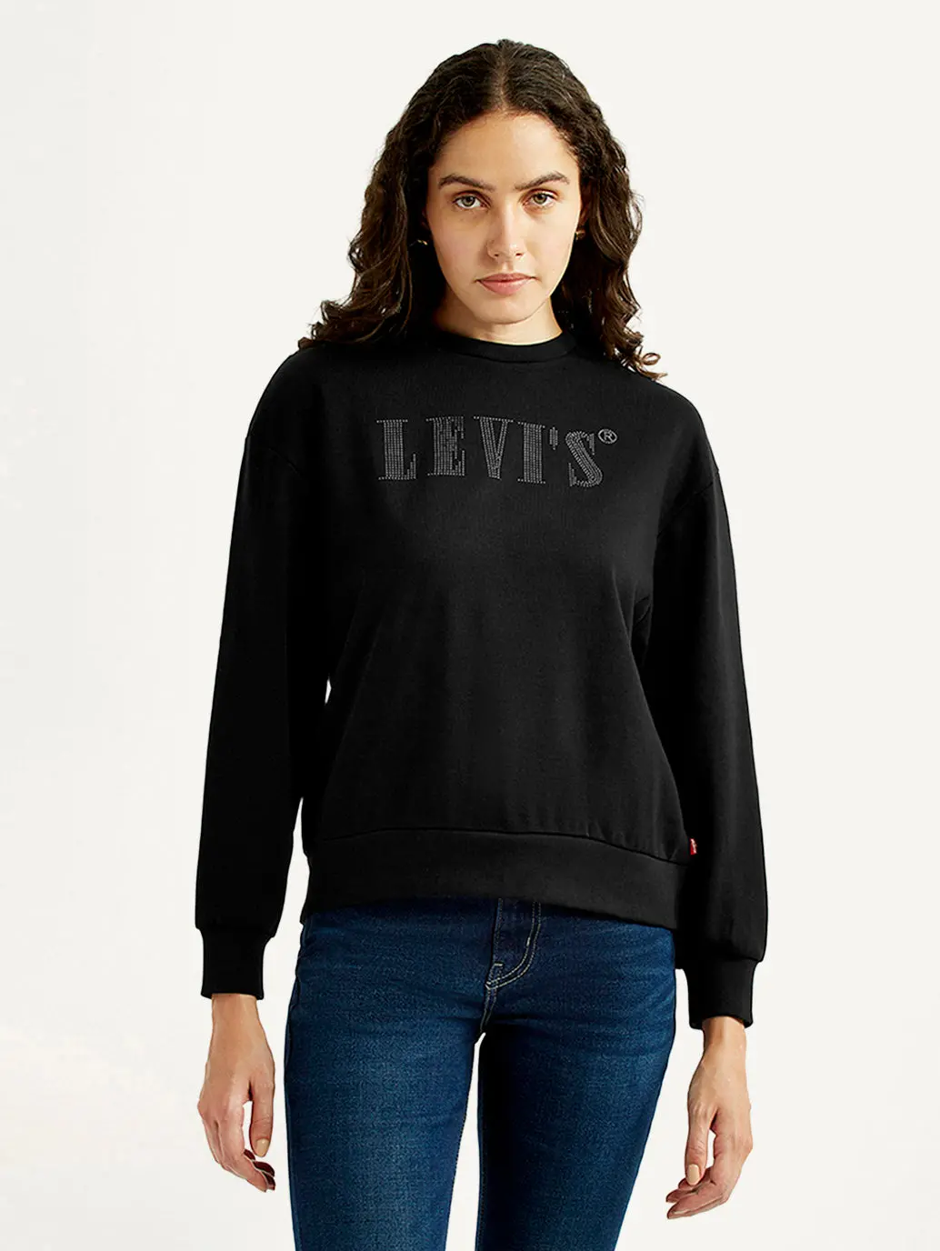 Women's Brand Logo Black Crew Neck Sweatshirt 2