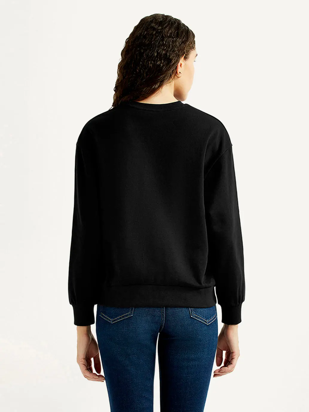 Women's Brand Logo Black Crew Neck Sweatshirt 3