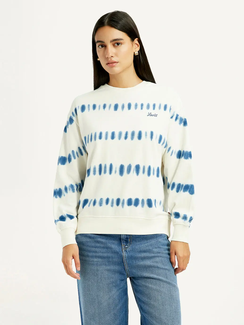 Women's Tie-Dye Off White Crew Neck Sweatshirt 1
