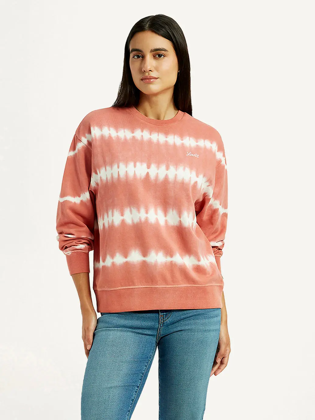 Women's Tie-Dye Peach Crew Neck Sweatshirt 1