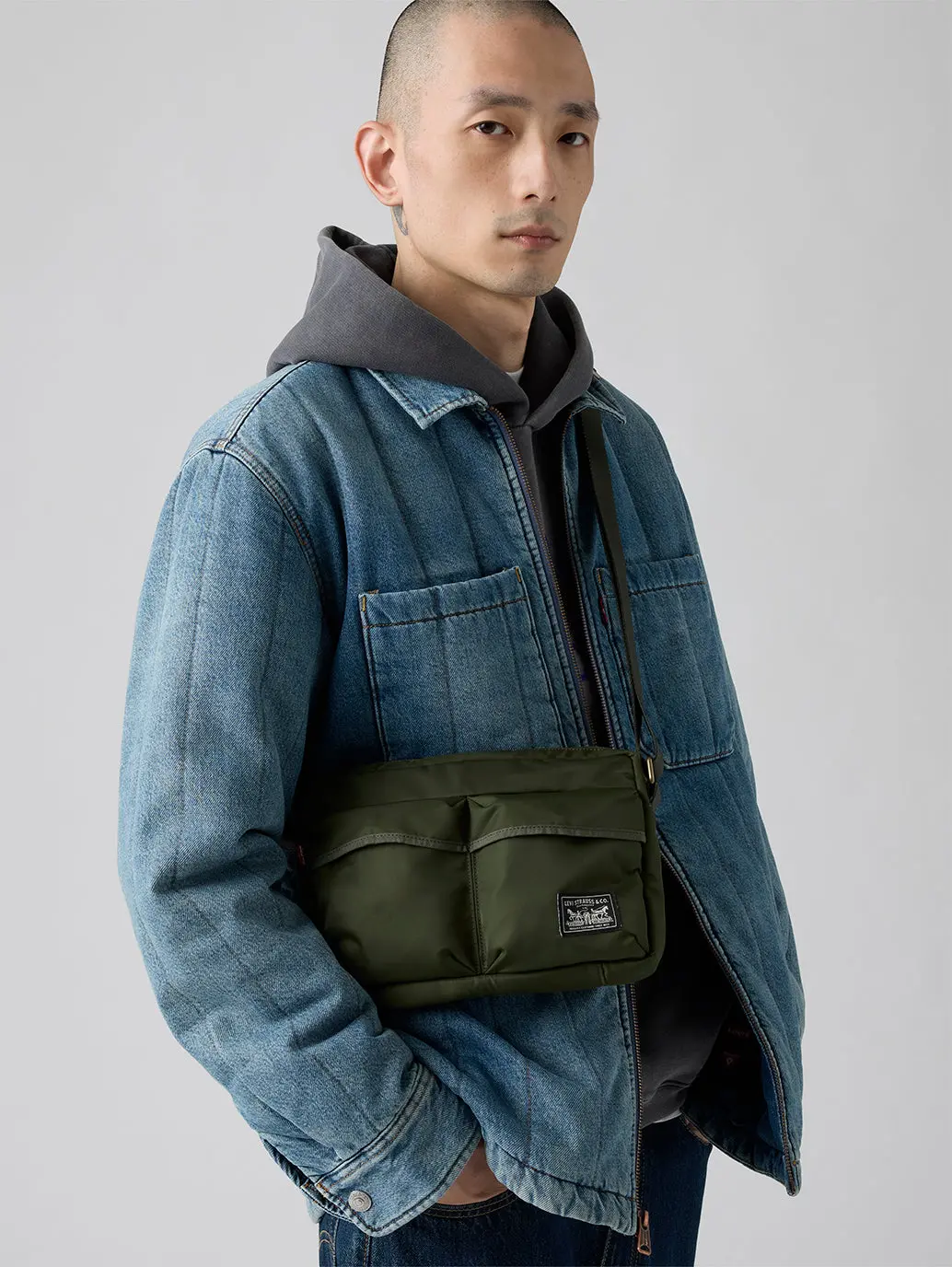 Unisex Olive Solid Crossbody Bag 1