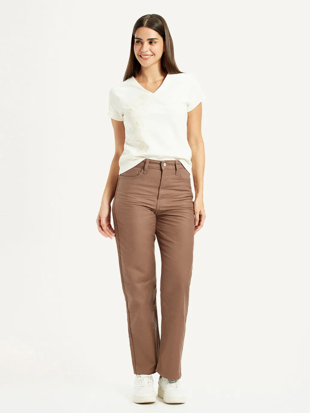 Women's Brown Ribcage Straight Fit High Rise Jeans 1