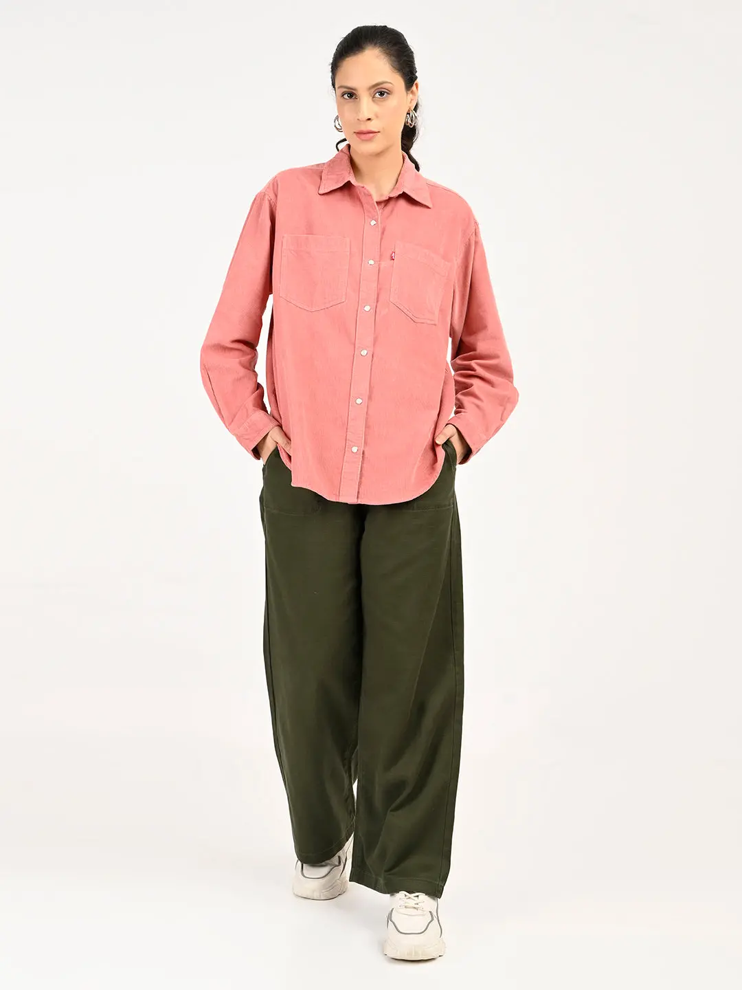 Women's High Rise Olive Regular Fit Parallel Trousers 1