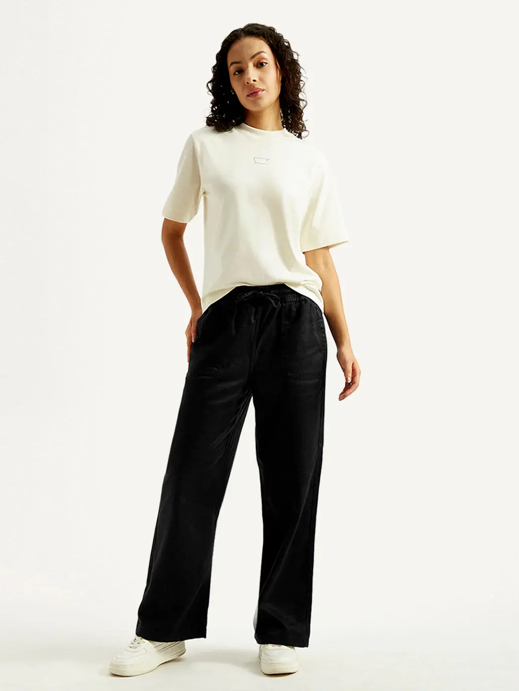 Women's Black Straight Fit Mid Rise Trousers 1