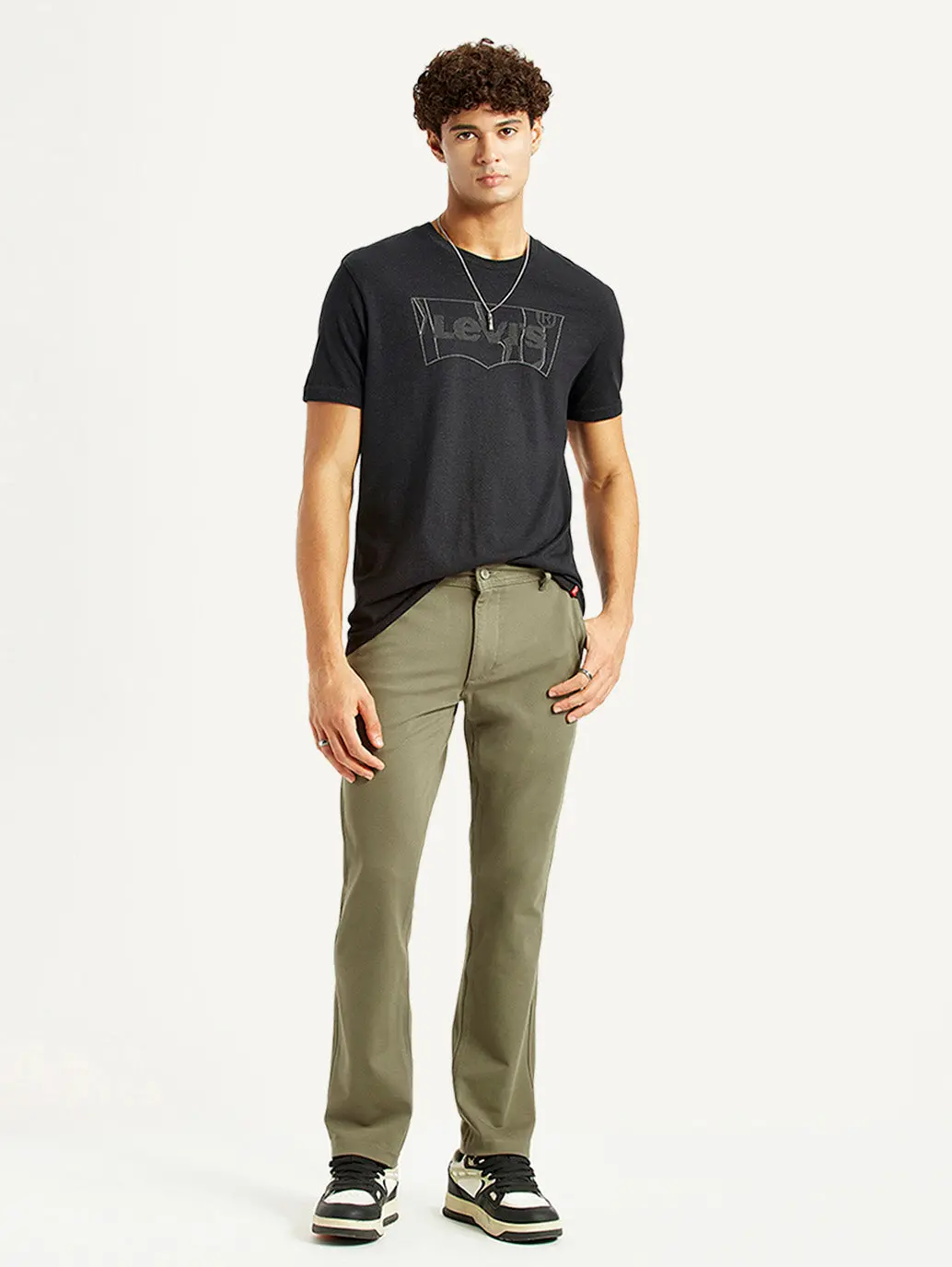 Men's Olive Slim Fit Mid Rise Chinos 1