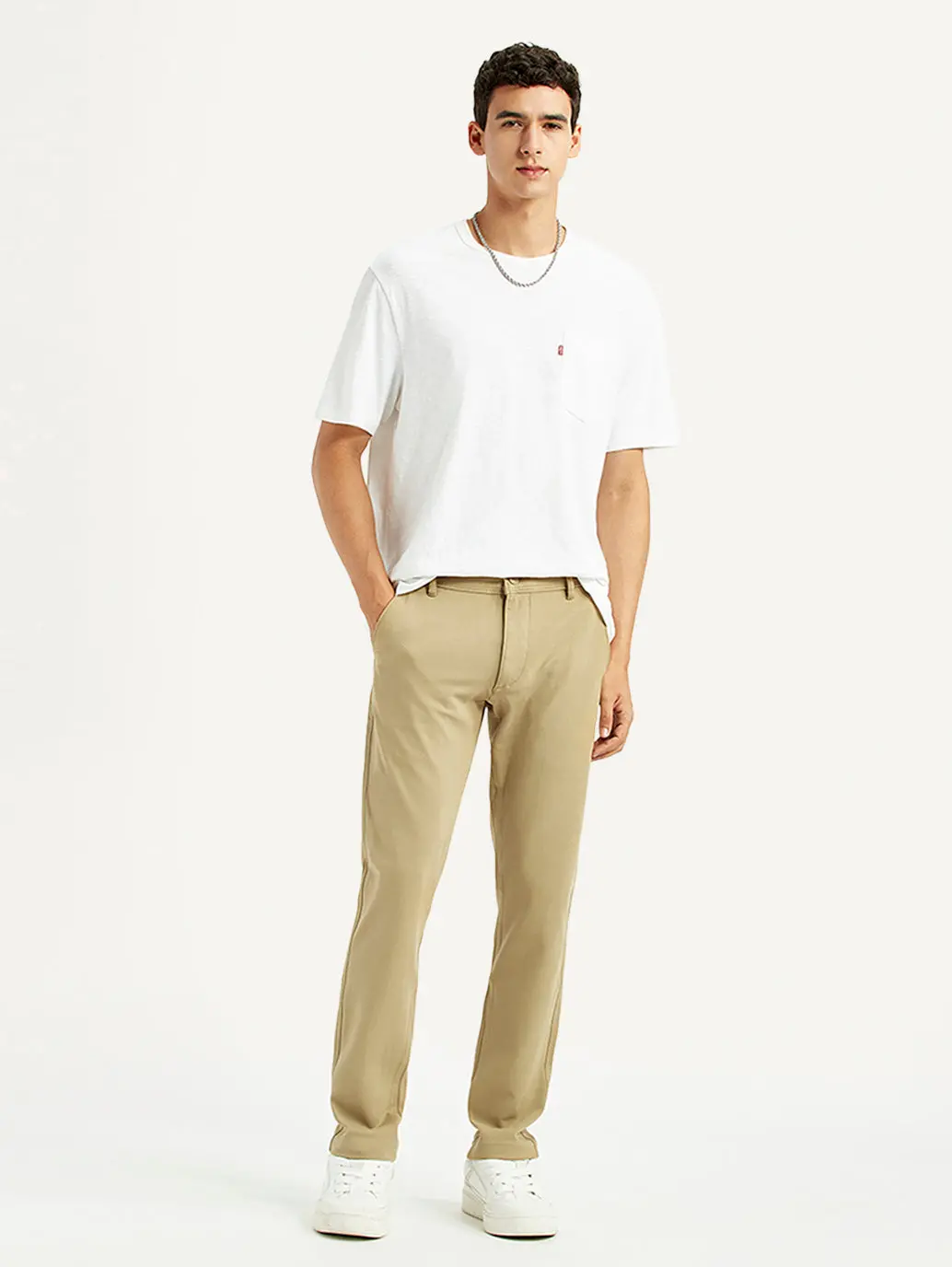 Men's Khaki Slim Fit Chino Trousers 1
