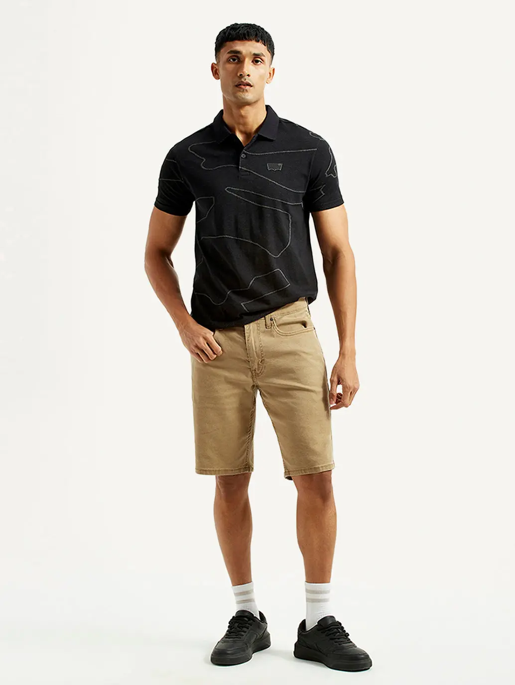 Men's Khaki Tapered Shorts 1