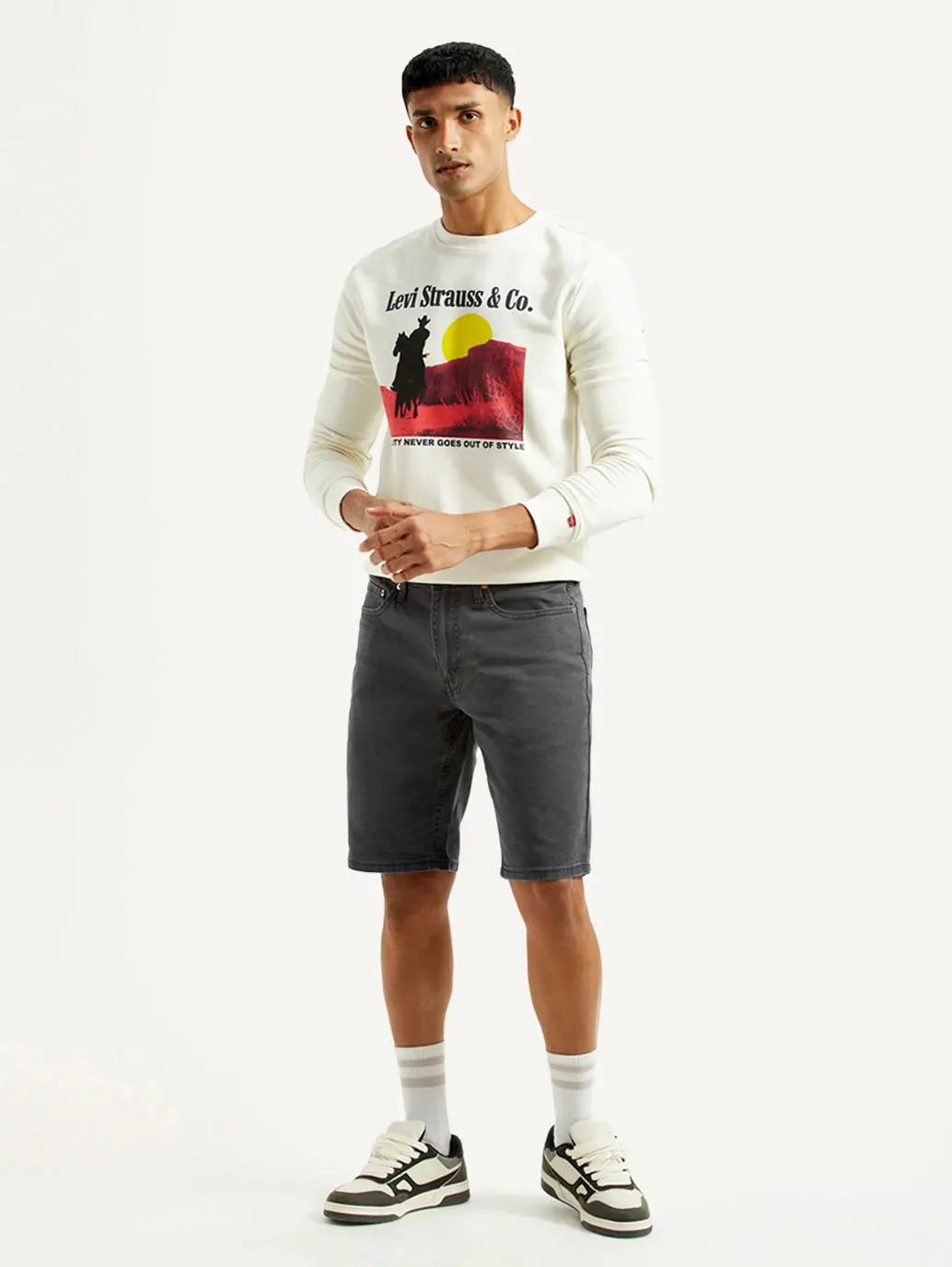 Men's Grey Tapered Mid Rise Shorts 1