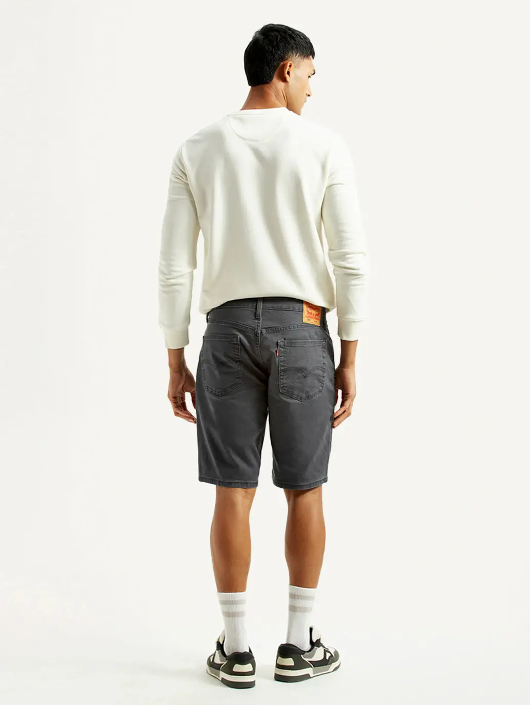 Men's Grey Tapered Mid Rise Shorts 4