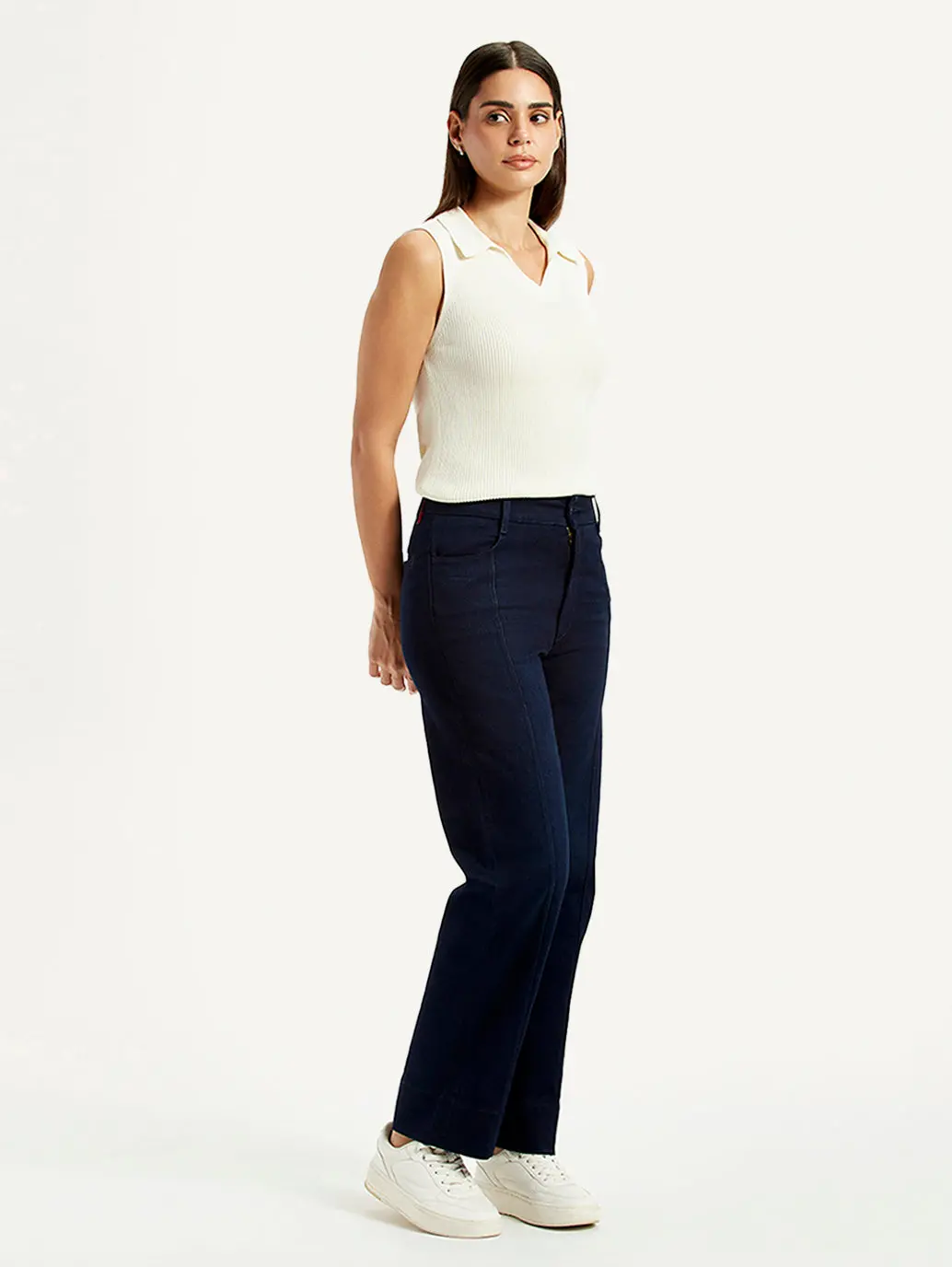 Women's Redloop Dark Blue Ribcage Straight Fit High Rise Jeans 5