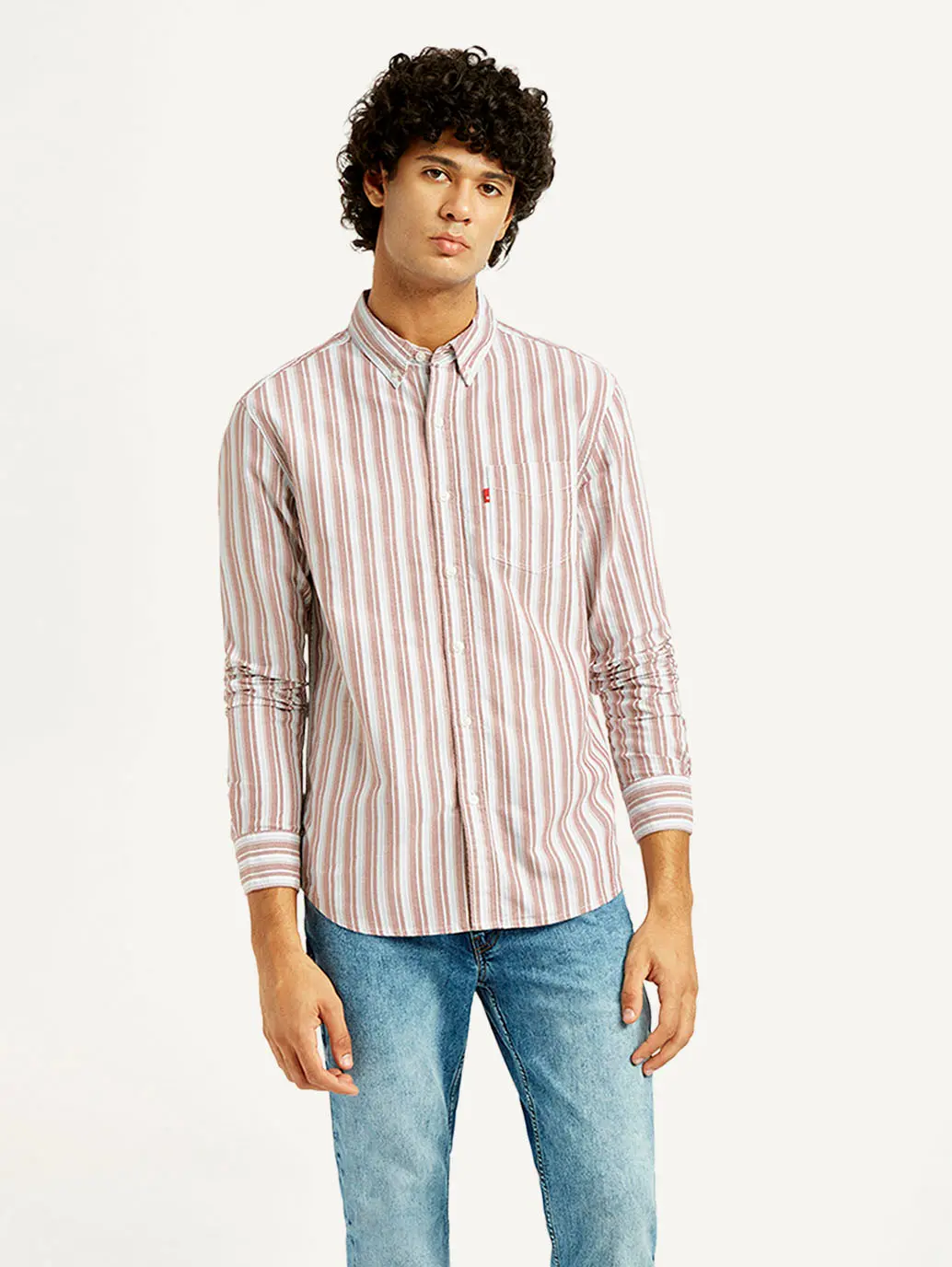 Men's Striped Slim Fit Oxford Shirt 1