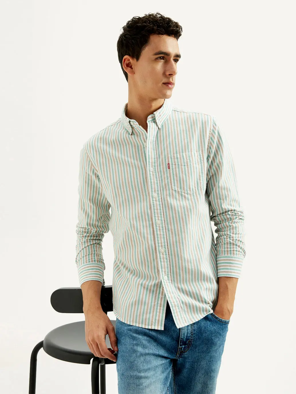 Men's Striped Slim Fit Oxford Shirt 1