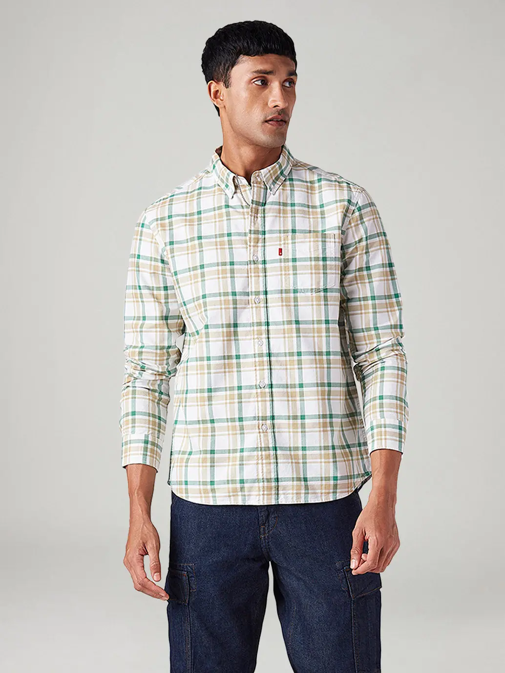 Men's Checkered Slim Fit Oxford Shirt 1