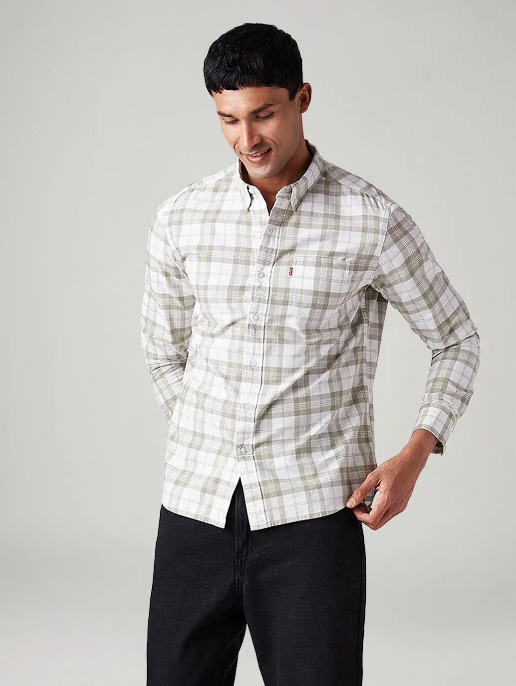 Men's Checkered Slim Fit Oxford Shirt 1