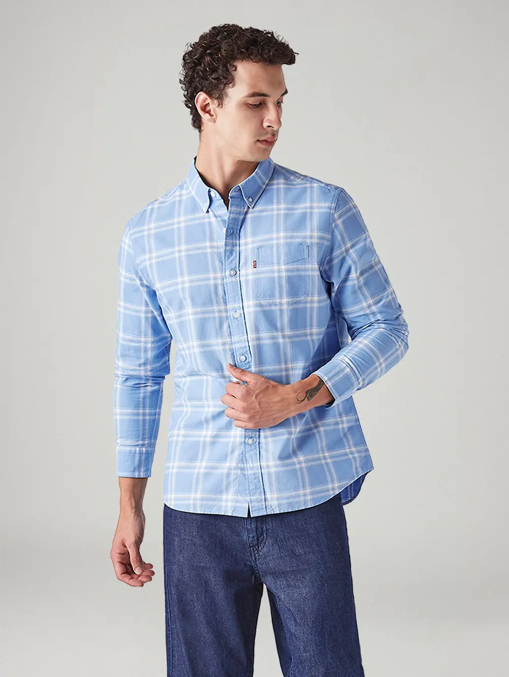 Men's Plaid Slim Fit Oxford Shirt 1
