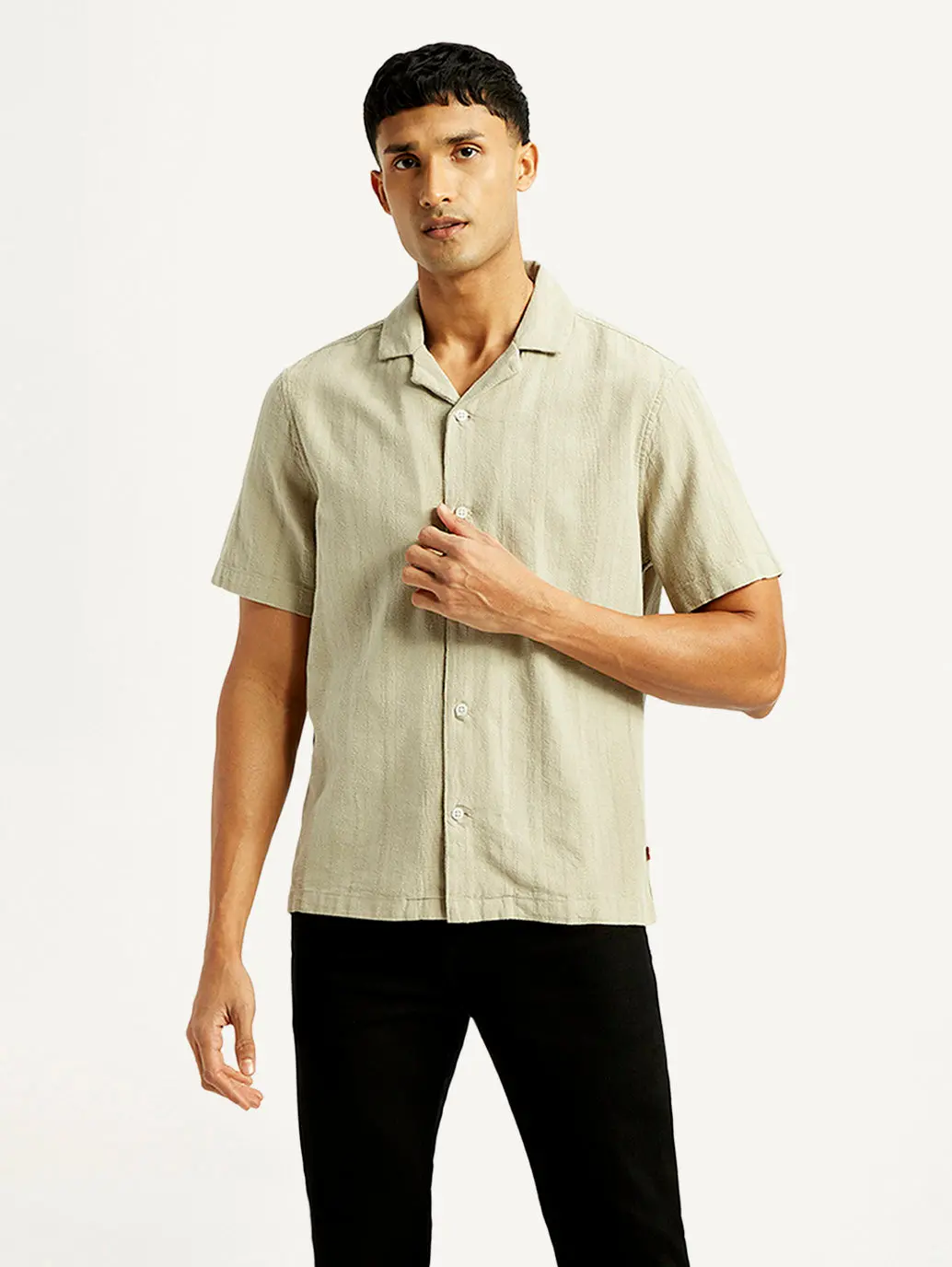 Men's Self Design Slim Fit Resort Collar Shirt 1