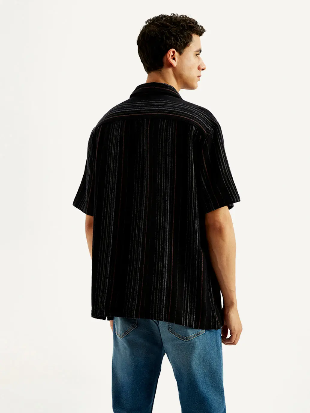 Men's Striped Slim Fit Resort Collar Shirt 2