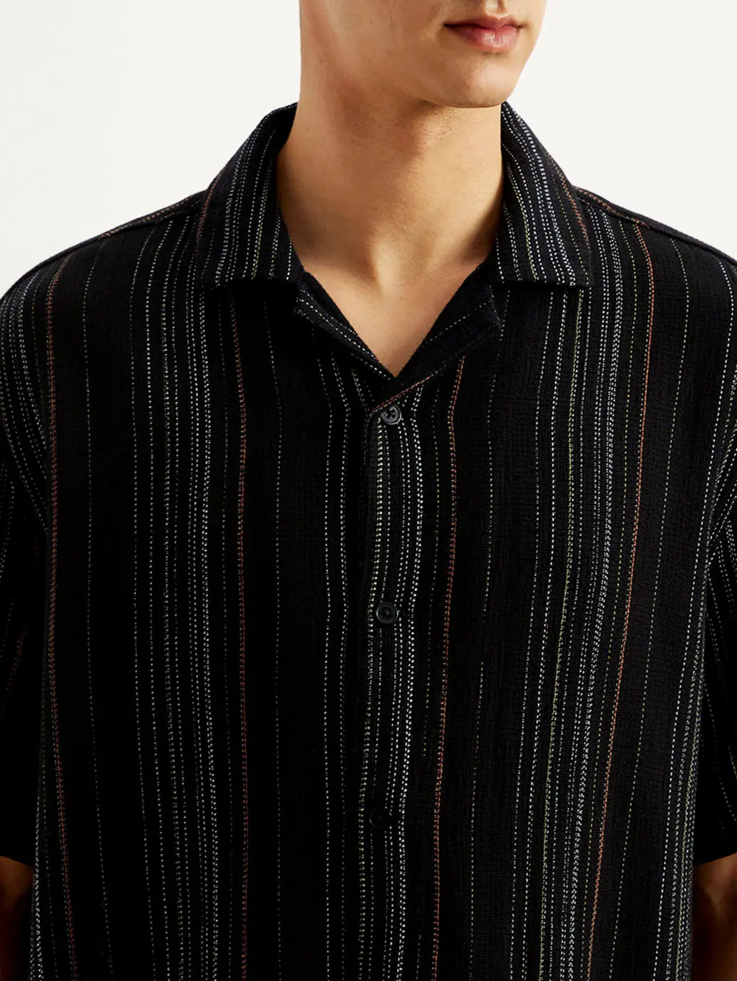 Men's Striped Slim Fit Resort Collar Shirt 3
