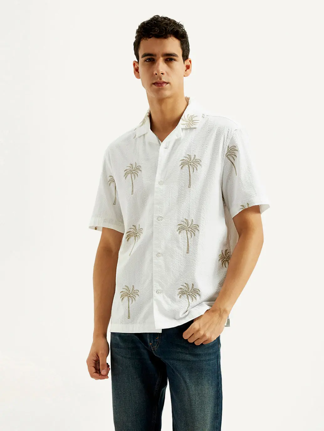 Men's Printed Slim Fit Resort Collar Shirt 1