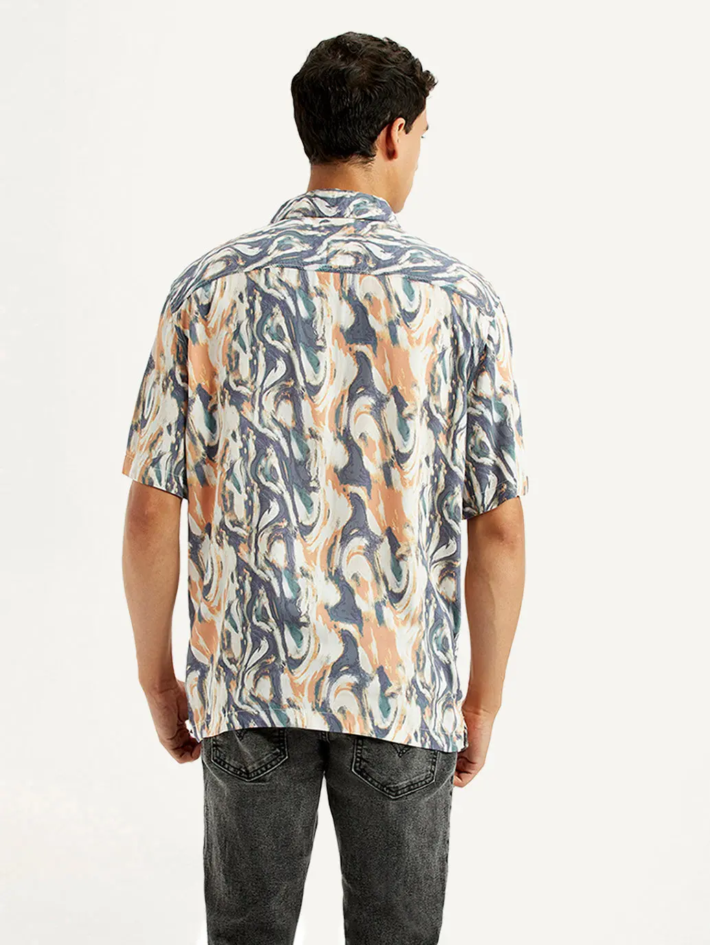 Men's All Over Print Multi Color Slim Fit Camp Shirt 2