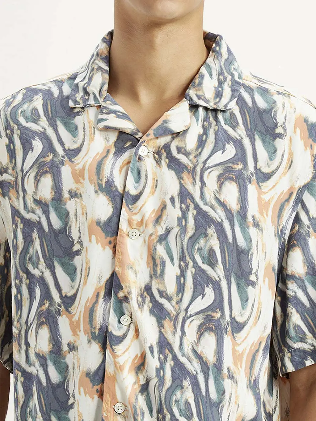 Men's All Over Print Multi Color Slim Fit Camp Shirt 3