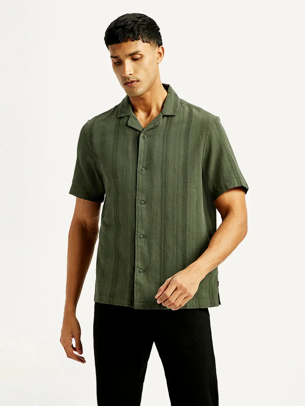 Men's Self Design Slim Fit Resort Collar Shirt 1