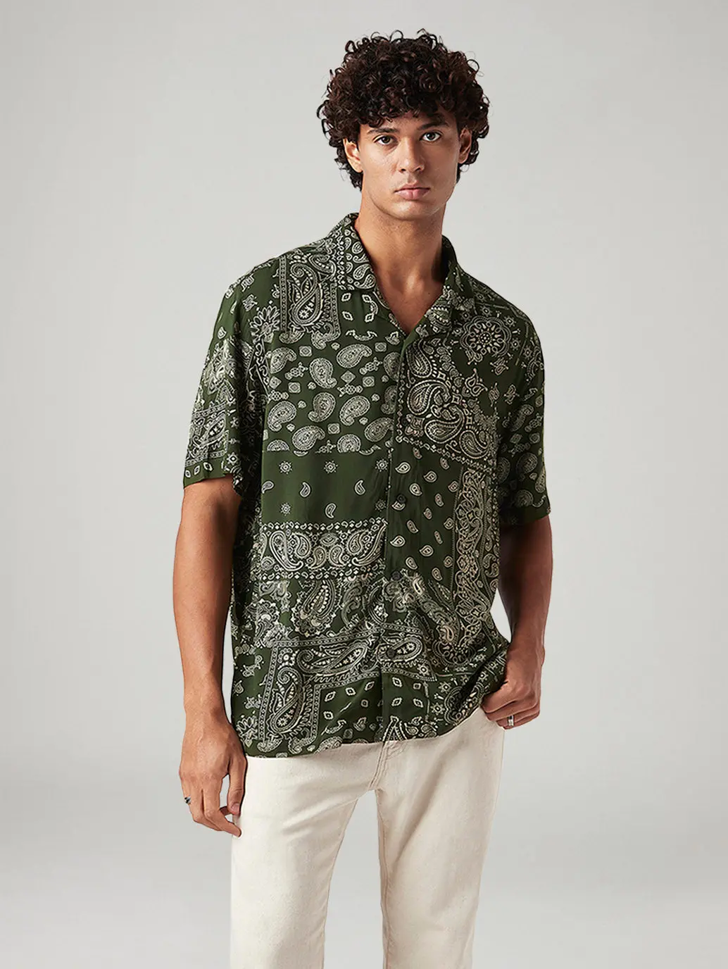 Men's Paisley Relaxed Fit Resort Collar Shirt 1
