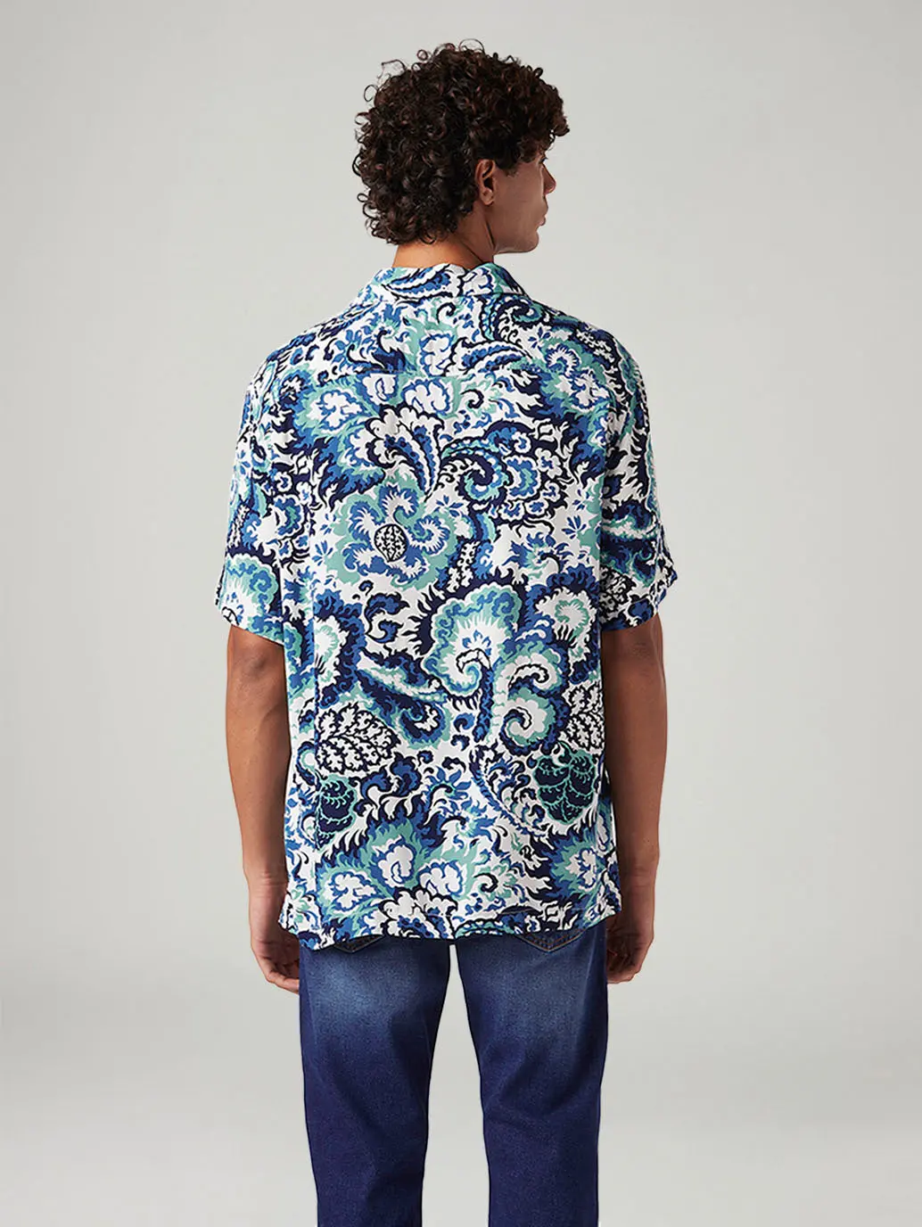 Men's Printed Relaxed Fit Resort Collar Shirt 3