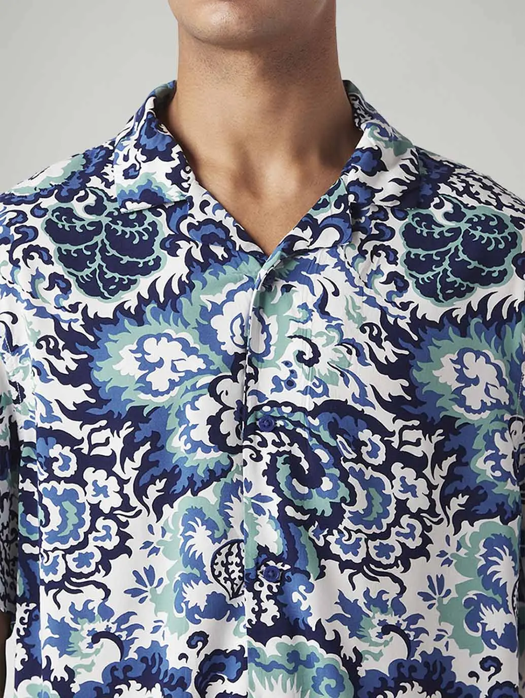 Men's Printed Relaxed Fit Resort Collar Shirt 4