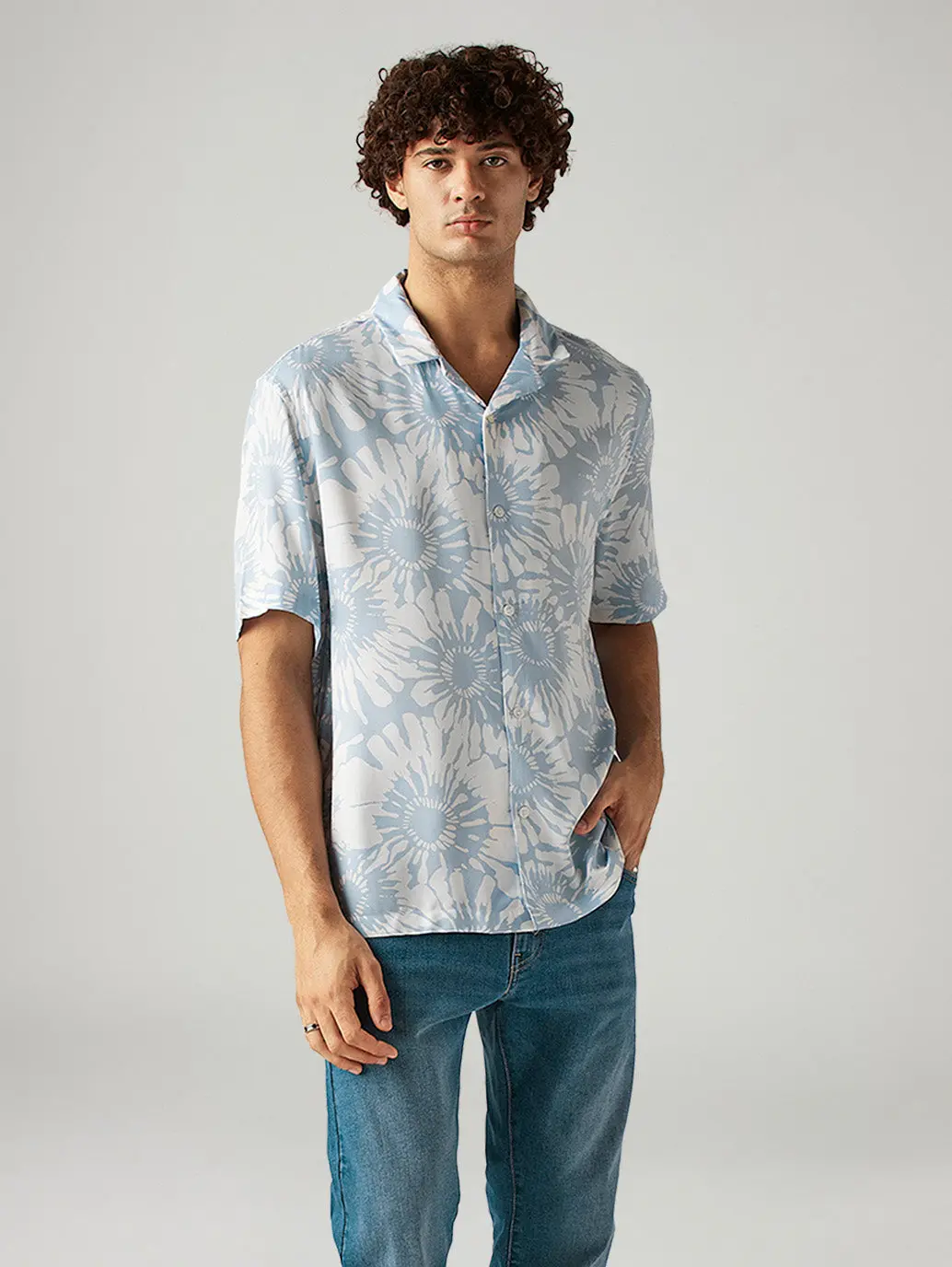 Men's Floral Relaxed Fit Resort Collar Shirt 1