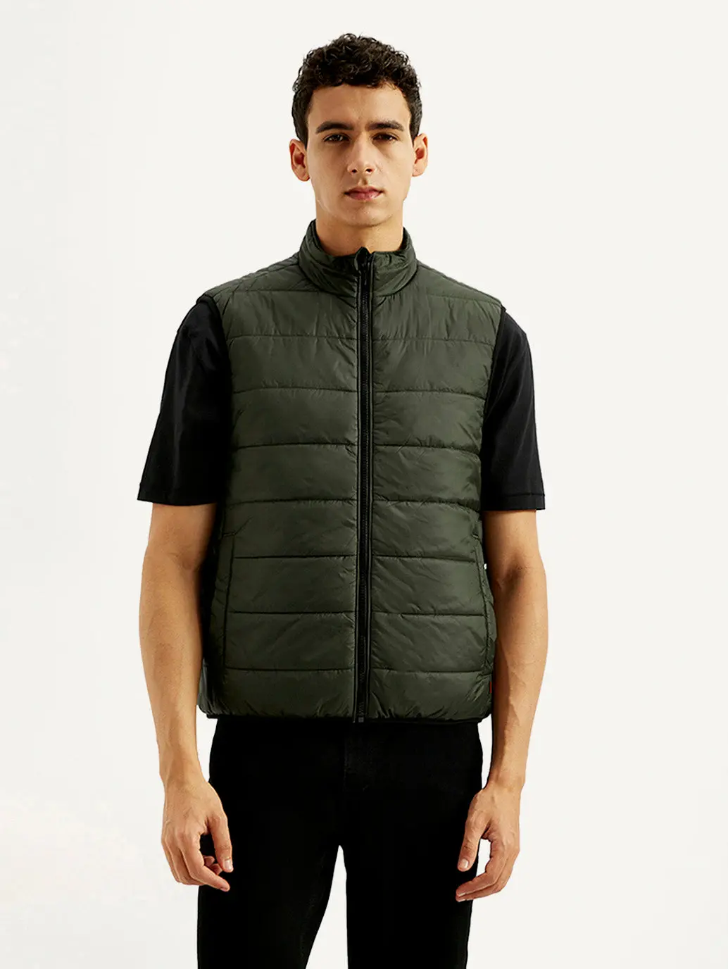 Men's Solid Green Puffer Jacket 1