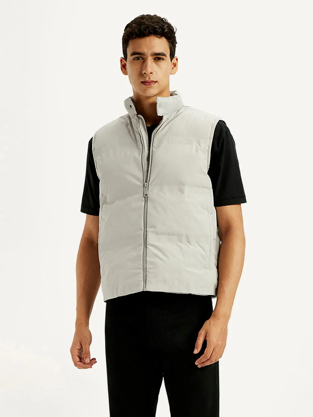 Men's Solid Grey Puffer Jacket 3