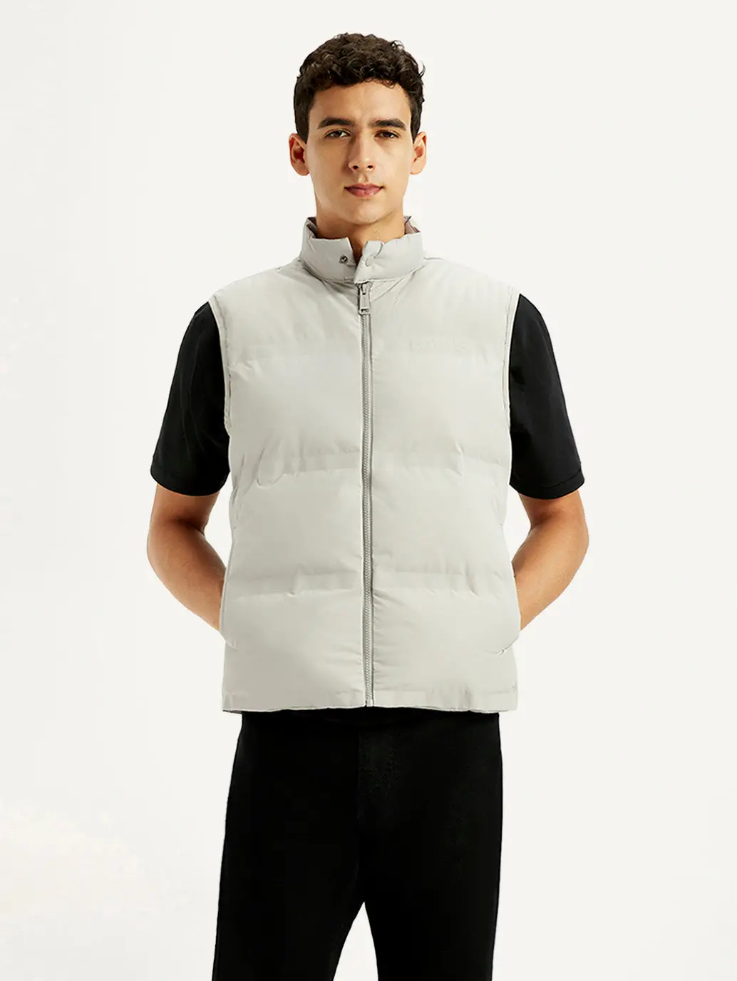 Men's Solid Grey Puffer Jacket 4