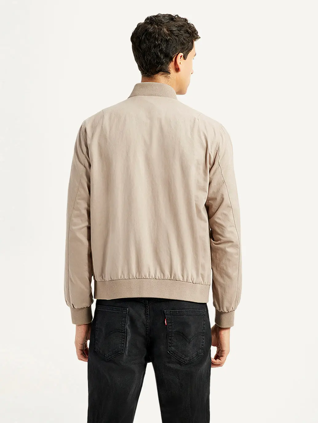 Men's Solid Beige Bomber Jacket 3