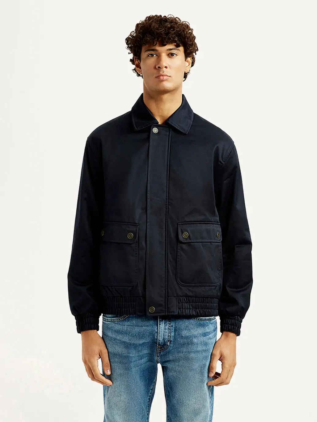 Men's Navy Solid Slim Fit Jacket 2