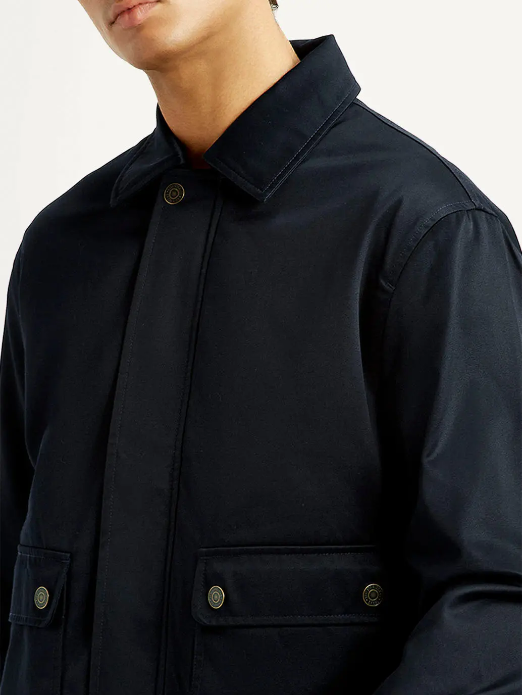 Men's Navy Solid Slim Fit Jacket 4