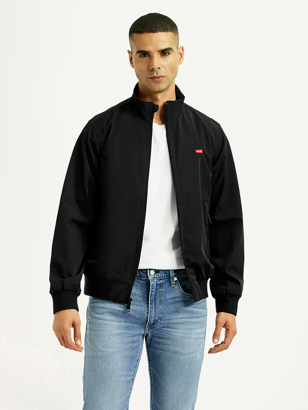 Men's Solid Black Bomber Jacket 1