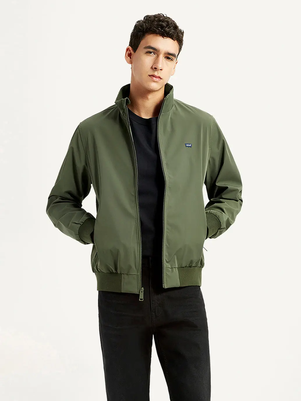 Men's Solid Slim Fit Bomber Jacket 1
