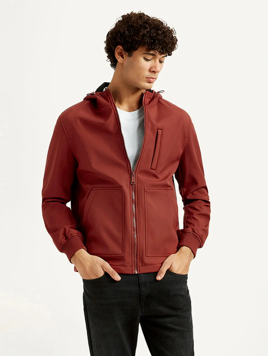 Men's Solid Rust Windcheater Jacket 1